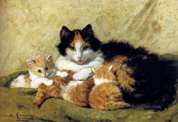  Henri Oil Painting - A Proud Mother animal cat Henriette Ronner Knip